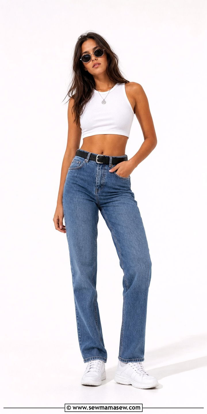Crop Top and High Waisted Jeans Outfit - 25 cute 90s outfits
