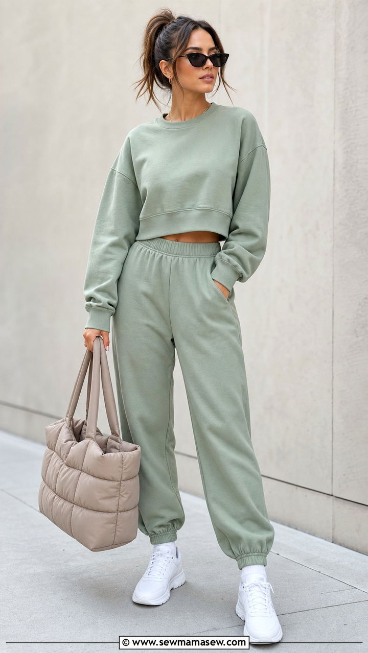 Crop Top and High Waisted Joggers Outfit - 25 cute sporty chic outfits
