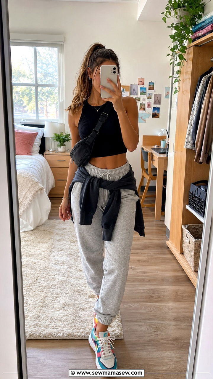Crop Top and High Waisted Joggers - 30 casual back to school outfits