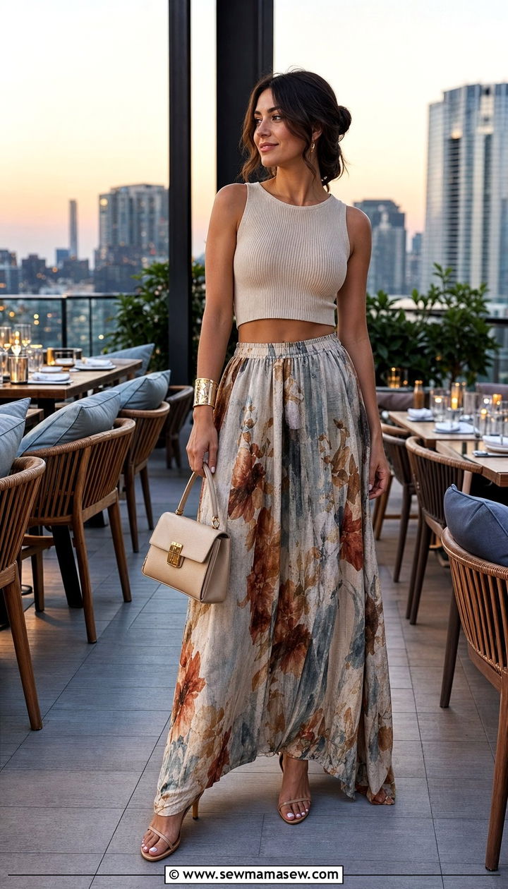 Crop Top and High Waisted Maxi Skirt - 25 Early July outfit ideas