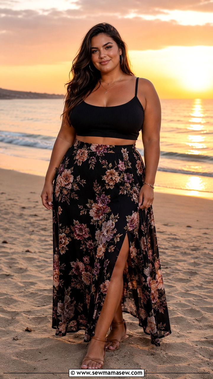Crop Top and High Waisted Maxi Skirt for Hourglass Figure - 25 Outfit ideas for hourglass figure casual