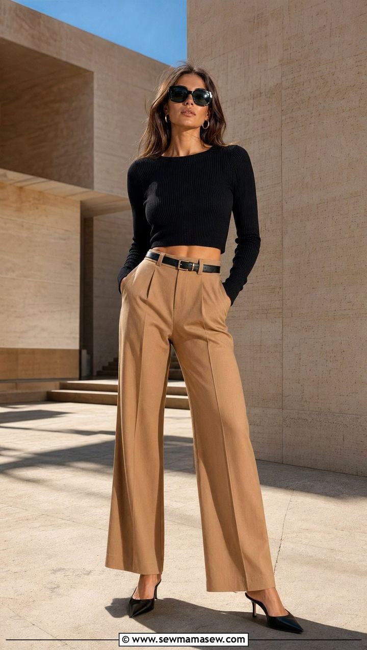 Crop Top and Wide Leg Pants Outfit - 35 90s outfits ideas