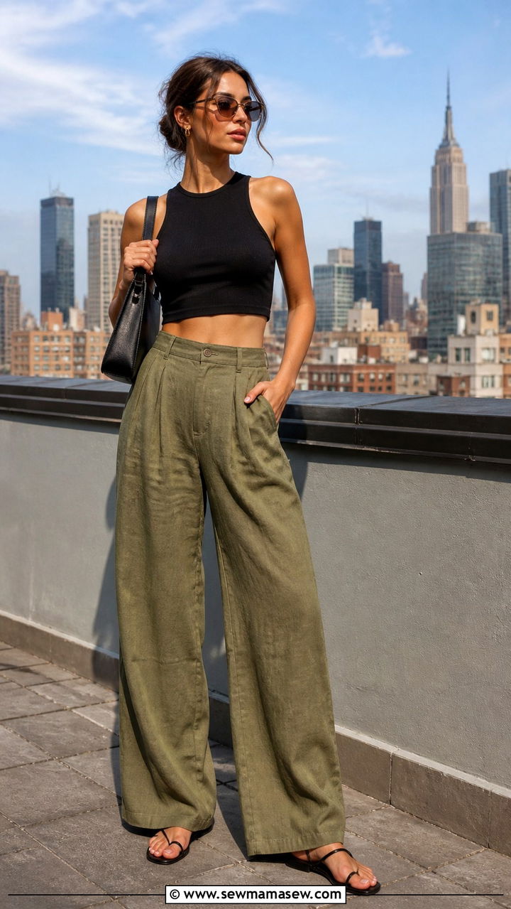 Crop Top and Wide Leg Pants Summer Outfit - 40 hot weather outfits for women