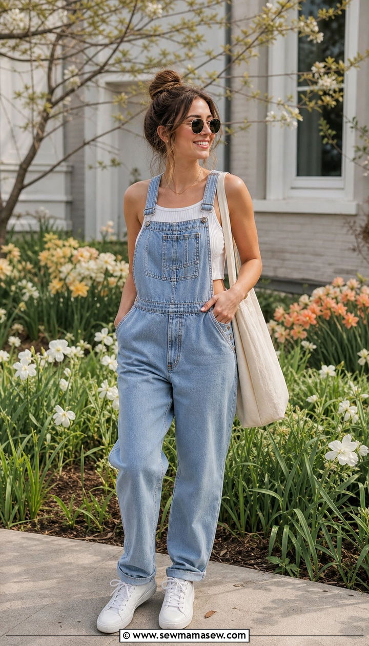 Crop top with overalls spring outfit - 25 Spring outfits with crop top