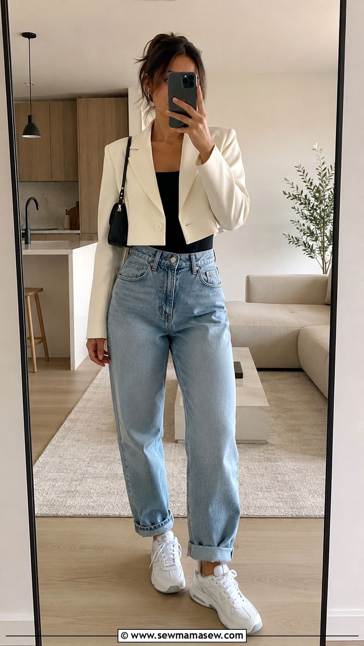 Cropped Blazer And Boyfriend Jeans Outfit - 25 Boyfriend jeans outfit ideas with a blazer