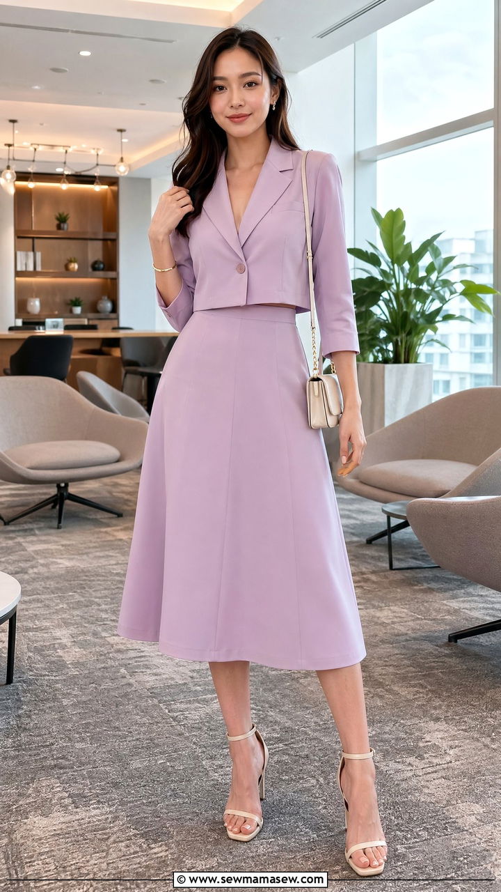 Cropped Blazer And High Waist Midi Skirt - 35 Dressy spring outfits