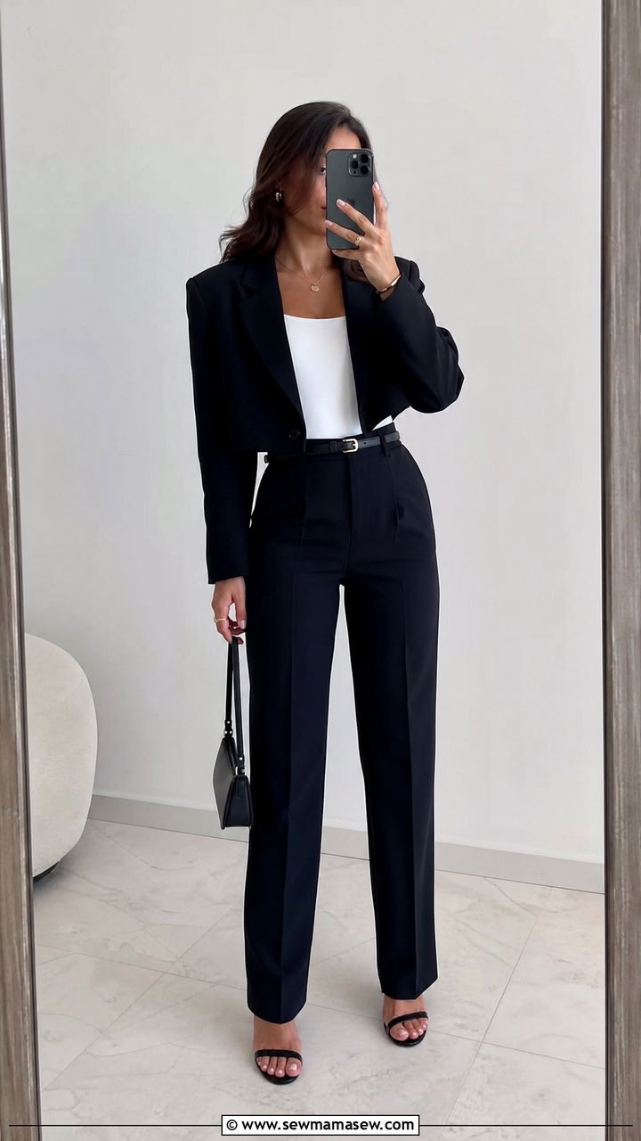 Cropped Blazer And High Waist Trousers - 35 graduation outfits for women