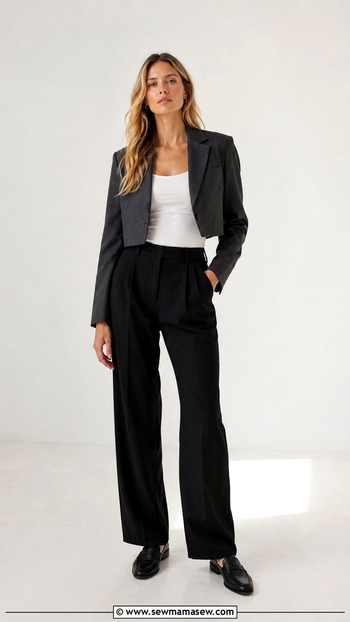 Cropped Blazer With Full Length Trousers - 25 Photoshoot outfits for tall women