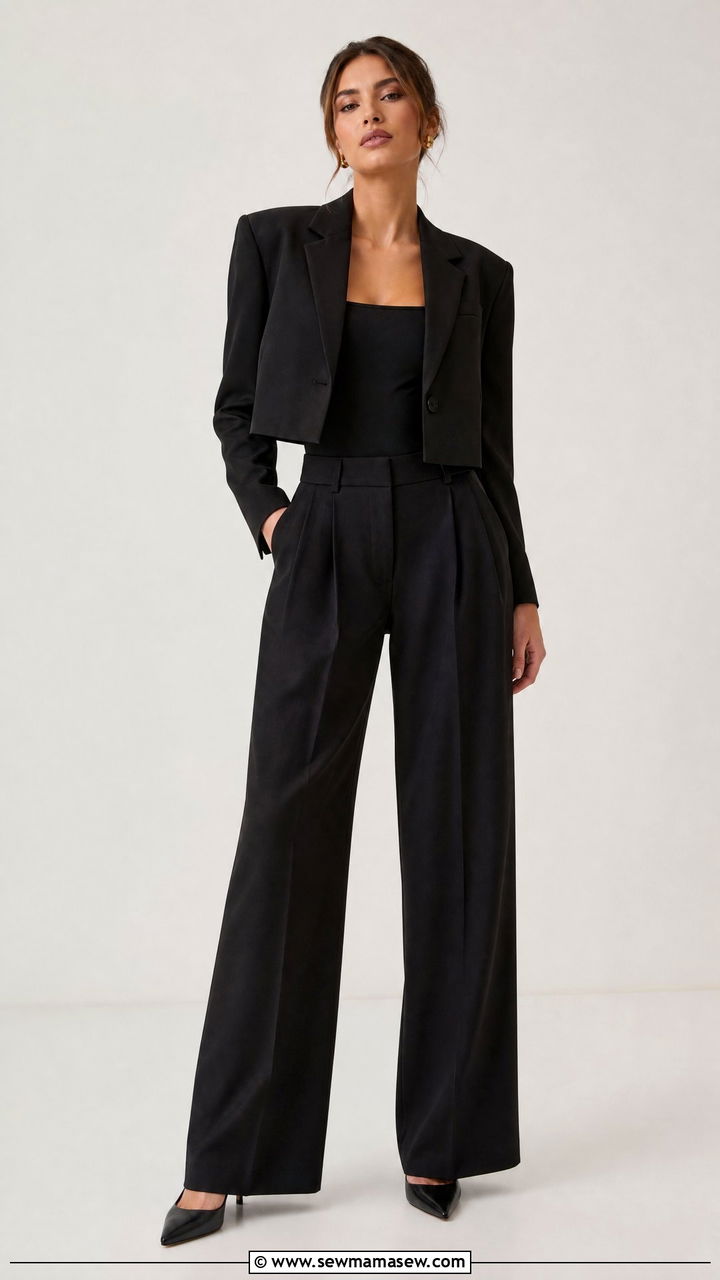 Cropped Blazer With High Waist Pants - 35 How to style a blazer