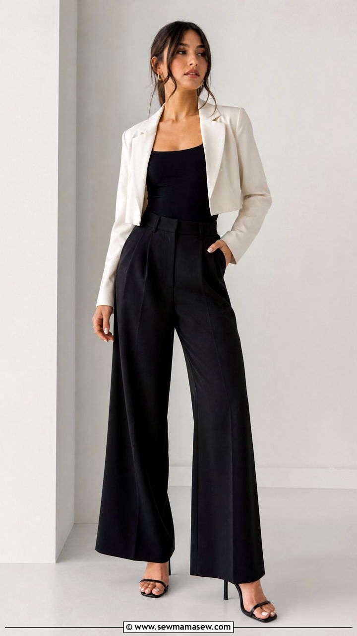 Cropped Blazer With High Waisted Trousers - 25 How to style a blazer for work