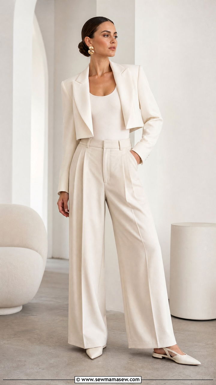 Cropped Blazer With High Waisted Trousers Outfit - 25 Female entrepreneur outfit ideas