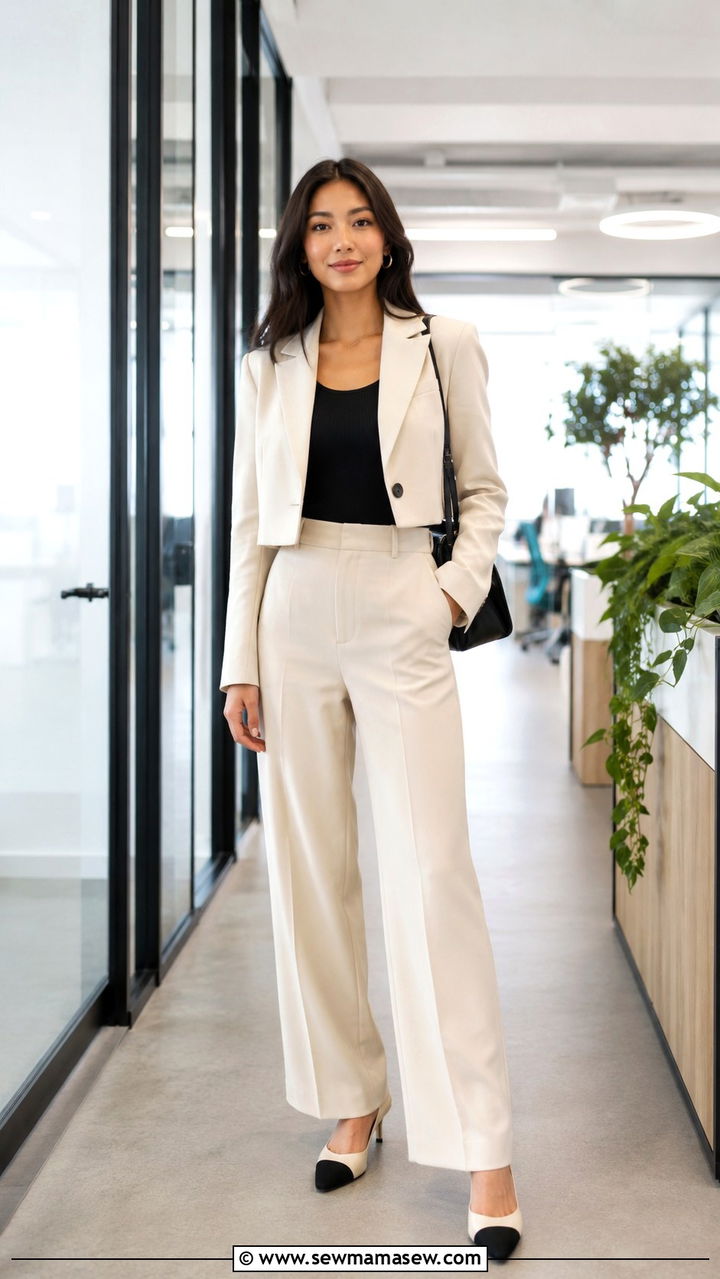 Cropped Blazer and High Waisted Trousers Internship Outfit - 30 Internship outfit ideas