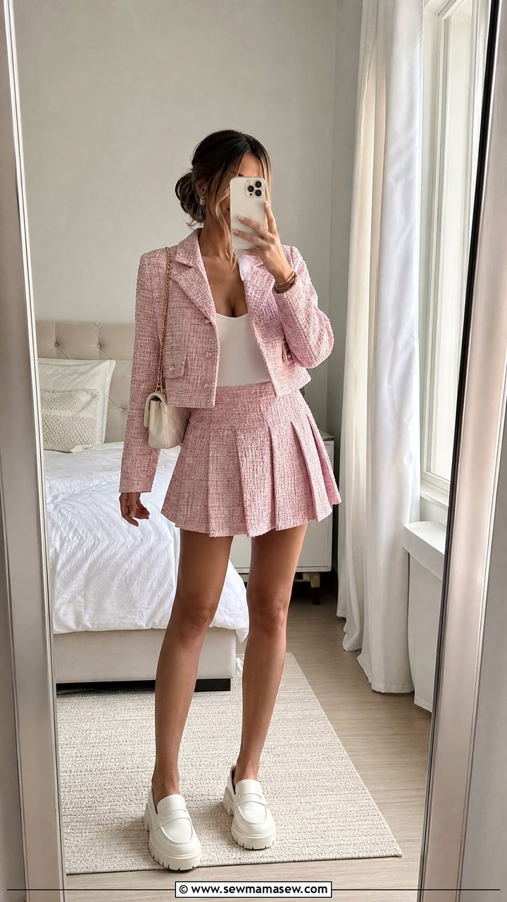 Cropped Blazer and Mini Skirt Outfit - 30 Cropped blazer outfit ideas with a skirt