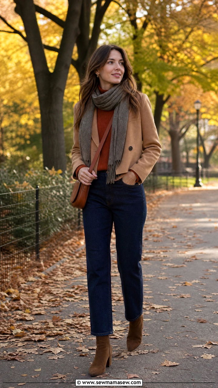 Cropped Blazer with Ankle Boots and Jeans Fall Look - 30 Cropped blazer outfit ideas with jeans