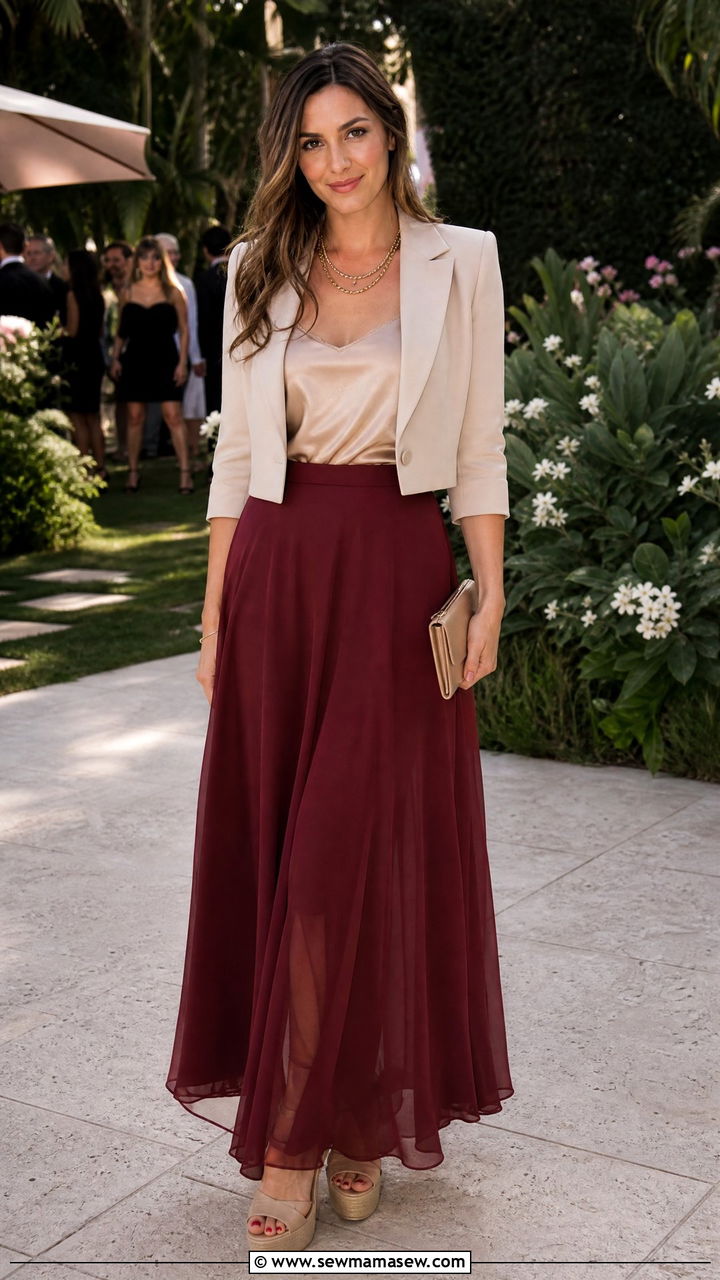 Cropped Blazer with Maxi Skirt Outfit - 30 Cropped blazer outfit ideas with a skirt