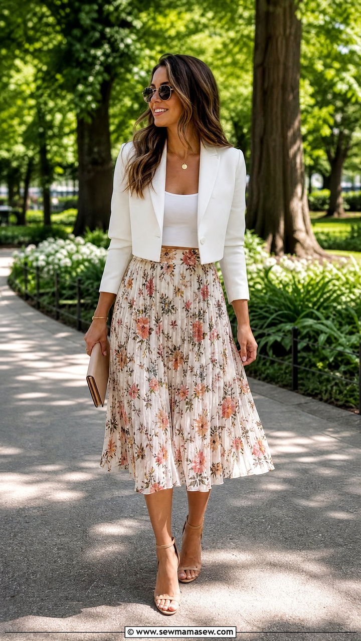 Cropped Blazer with Midi Skirt - 25 How to style a cropped blazer
