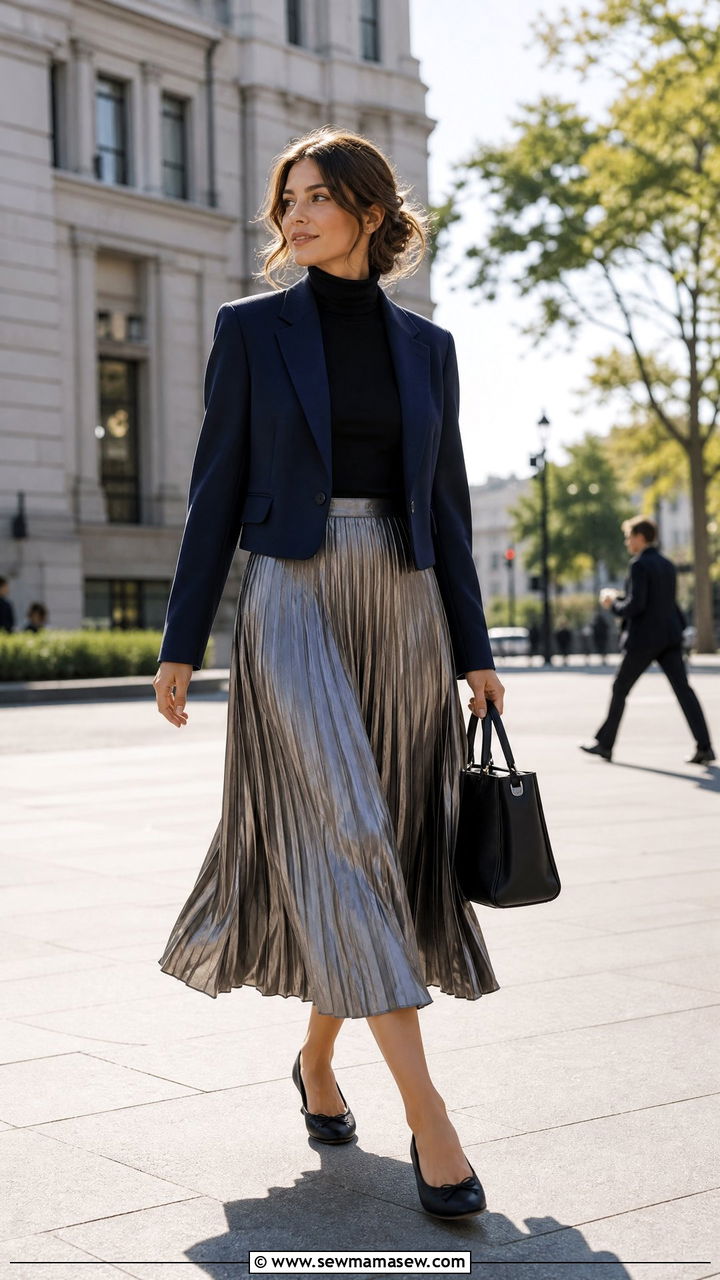 Cropped Blazer with Pleated Skirt - 25 How to style a cropped blazer