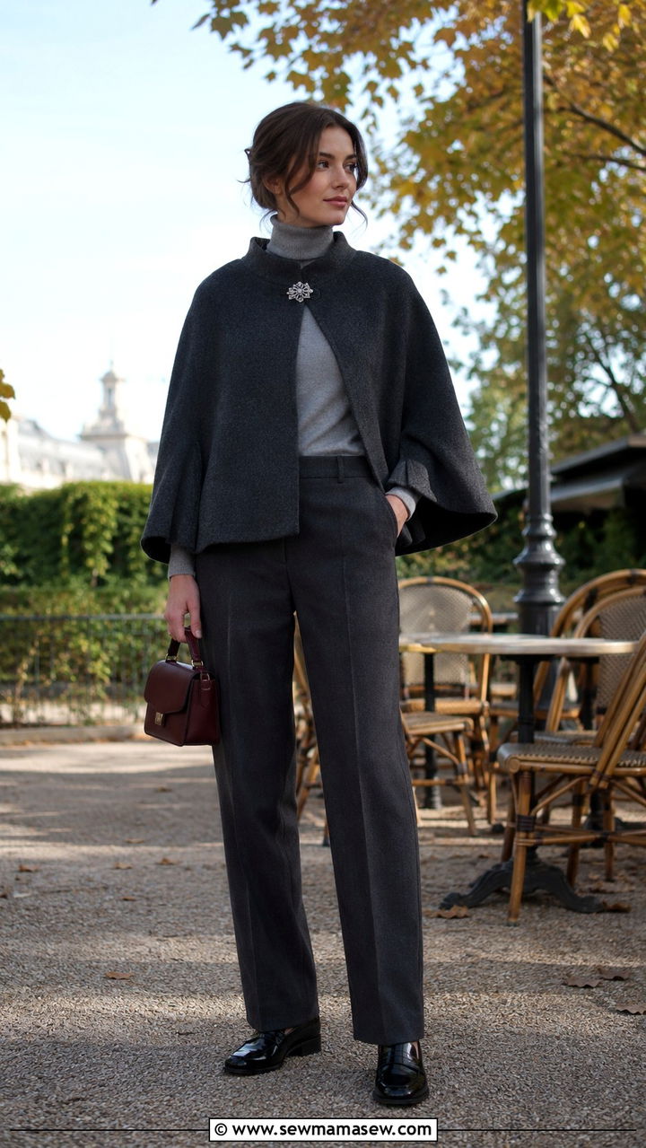 Cropped Cape And Straight Leg Trouser Outfit - 20 poetcore outfits 2026