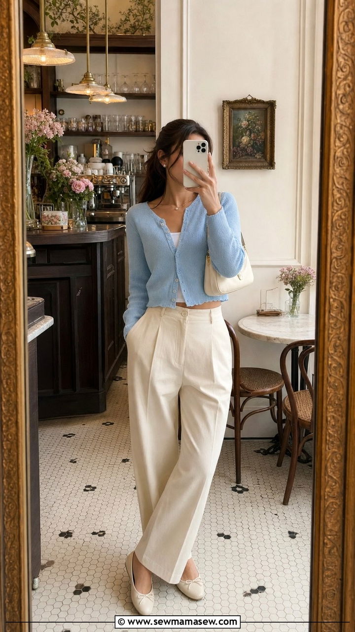 Cropped Cardigan And High Waisted Trousers - 35 Casual brunch outfits