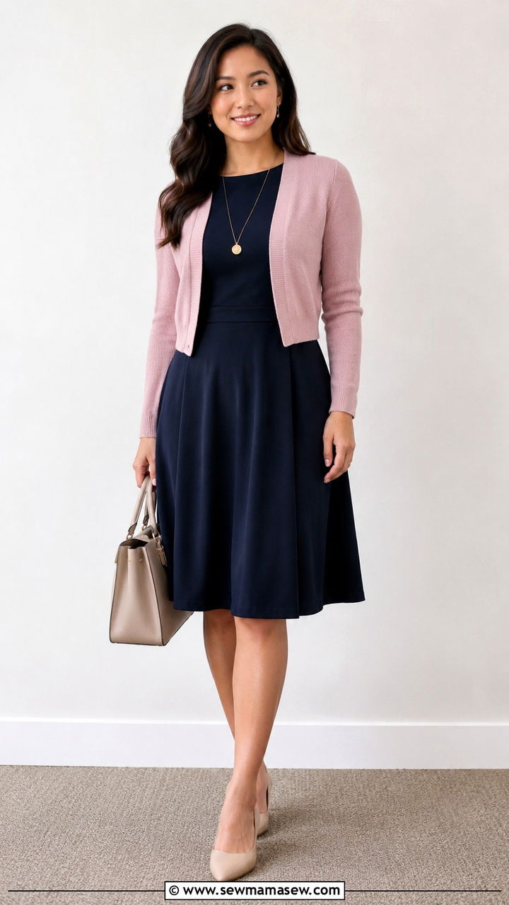 Cropped Cardigan Over Dress Pear Shape Office - 25 Outfit ideas for pear shape for work