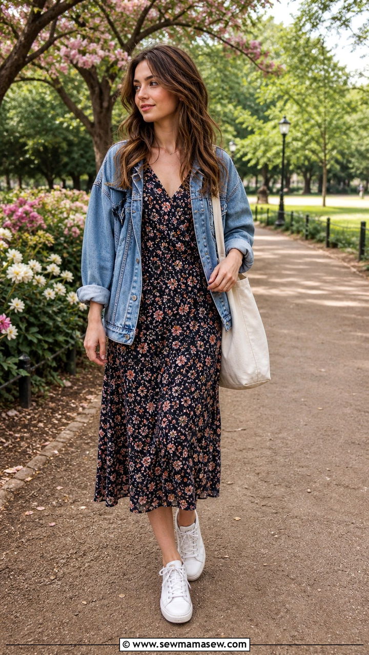 Cropped Cardigan With Flowy Midi Skirt - 40 Spring outfits for women over 40