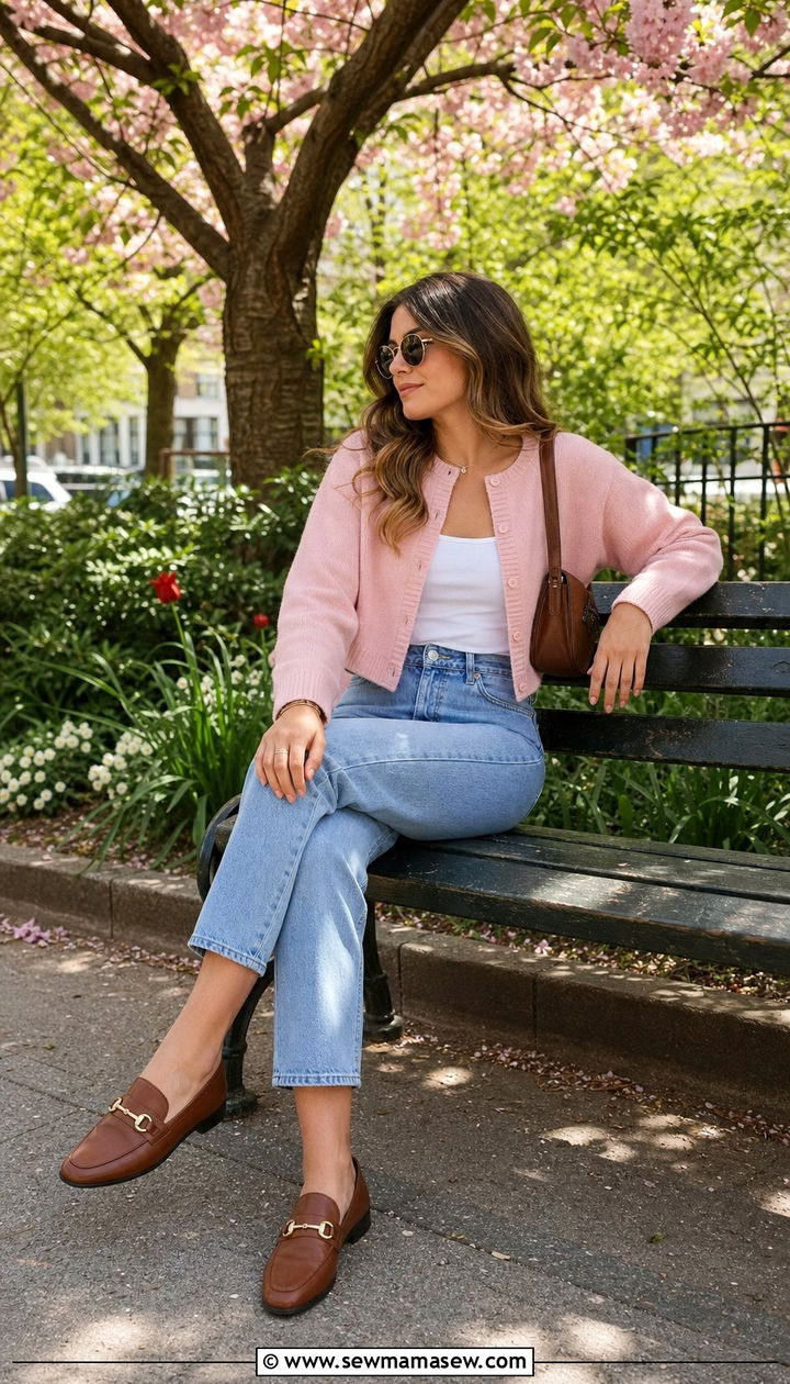 Cropped Cardigan With Straight Leg Jeans And Classic Loafers - 25 Straight leg jeans outfit ideas with loafers