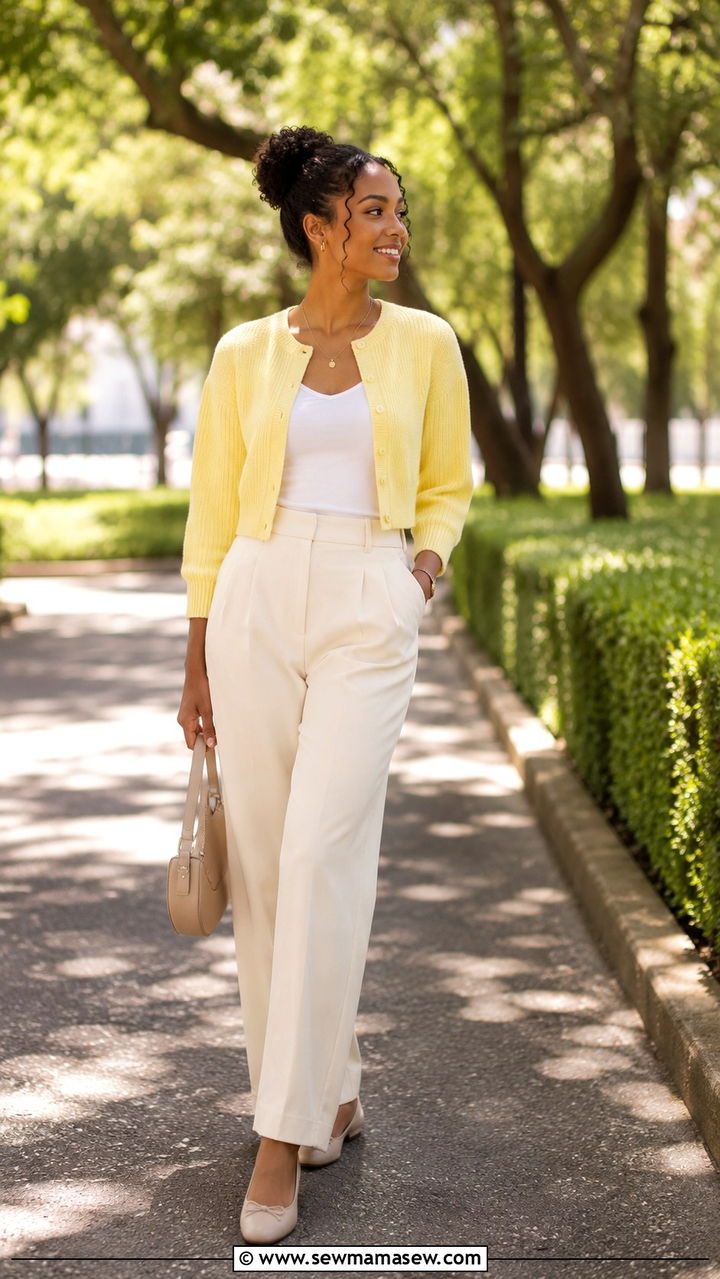 Cropped Cardigan and High Waist Trousers Outfit - 25 Nairobi outfit ideas