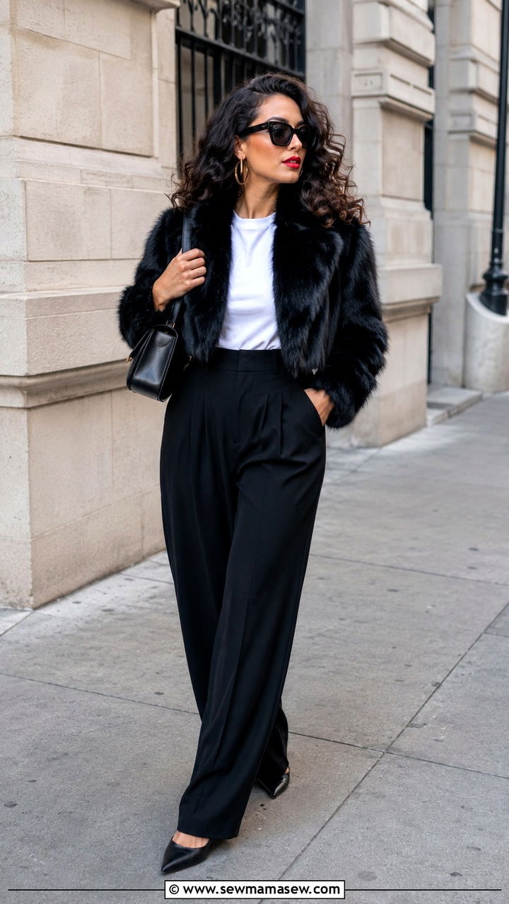 Cropped Faux Fur Jacket Outfit - 25 Mob wife aesthetic outfit ideas 2026