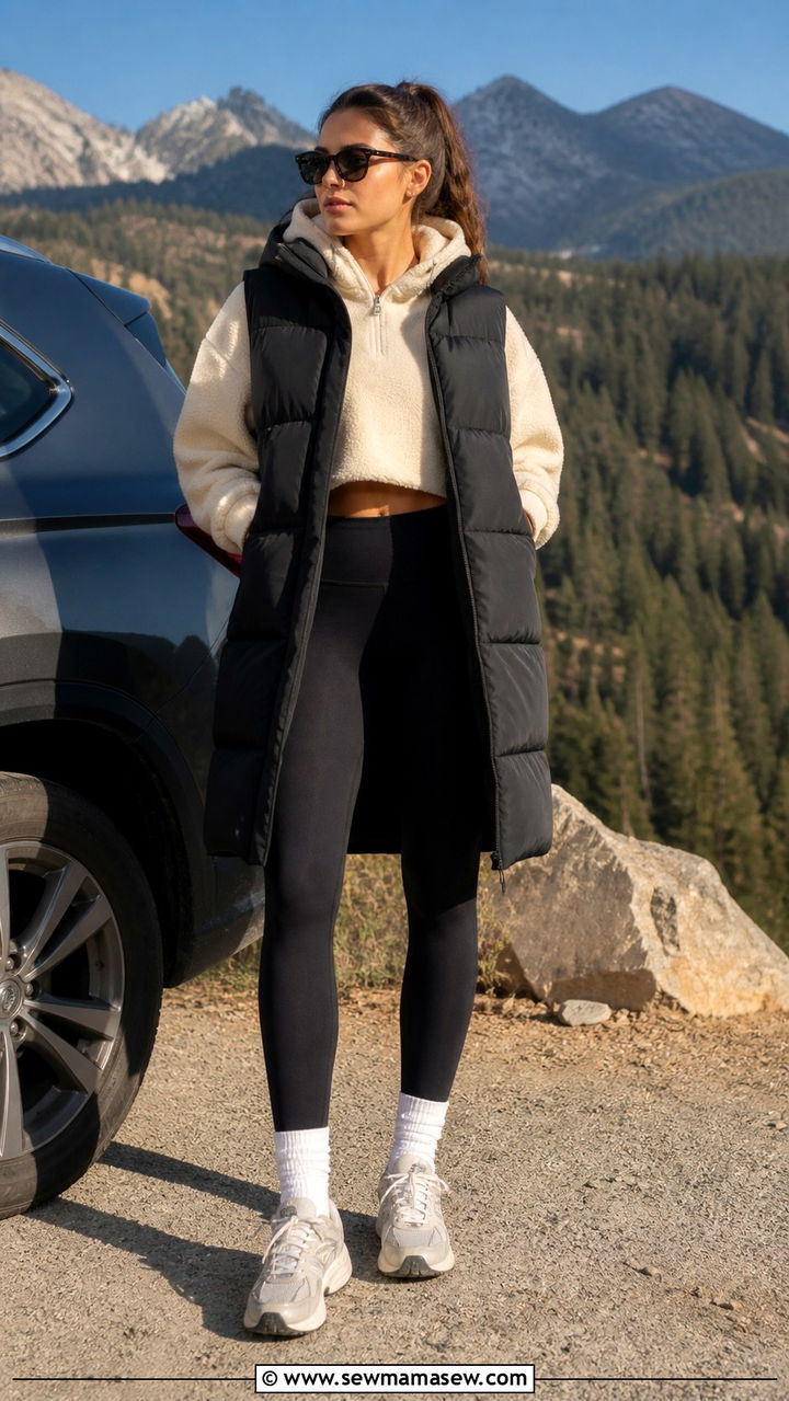 Cropped Hoodie And High Waisted Leggings - 40 Road trip outfits