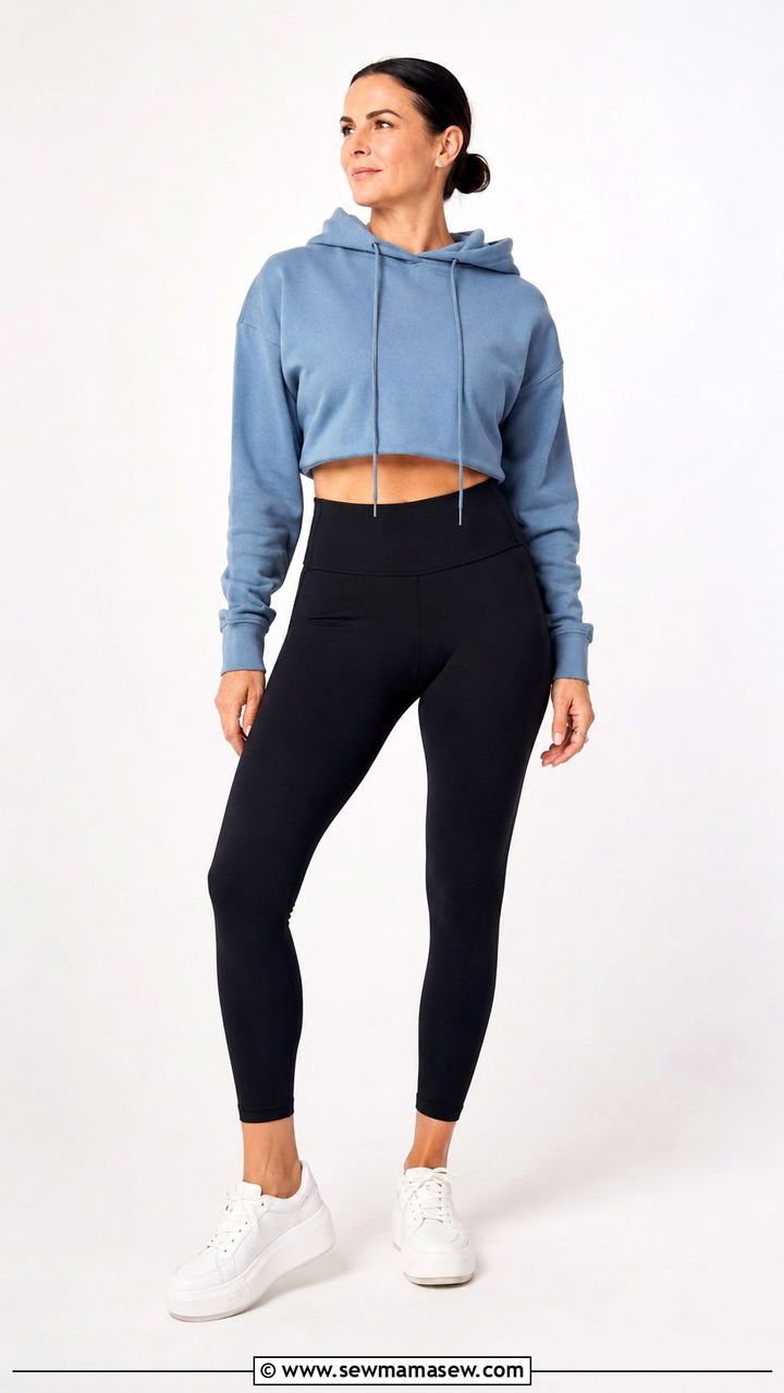 Cropped Hoodie and High Waisted Leggings - 30 Gym outfit ideas for women over 40