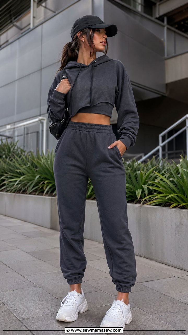 Cropped Hoodie and Joggers Outfit - 35 easy outfit ideas for women