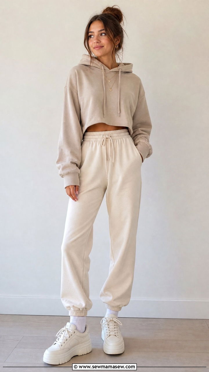 Cropped Hoodie with High Waisted Joggers - 30 Cute outfits for teen girls