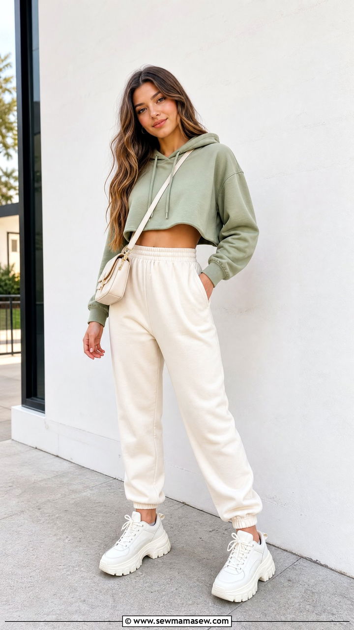 Cropped Hoodie with High Waisted Joggers - 30 Cute outfits for teens