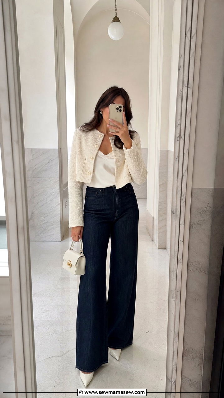 Cropped Jacket With Wide Leg Jeans Wedding - 25 How to style wide leg jeans for a wedding
