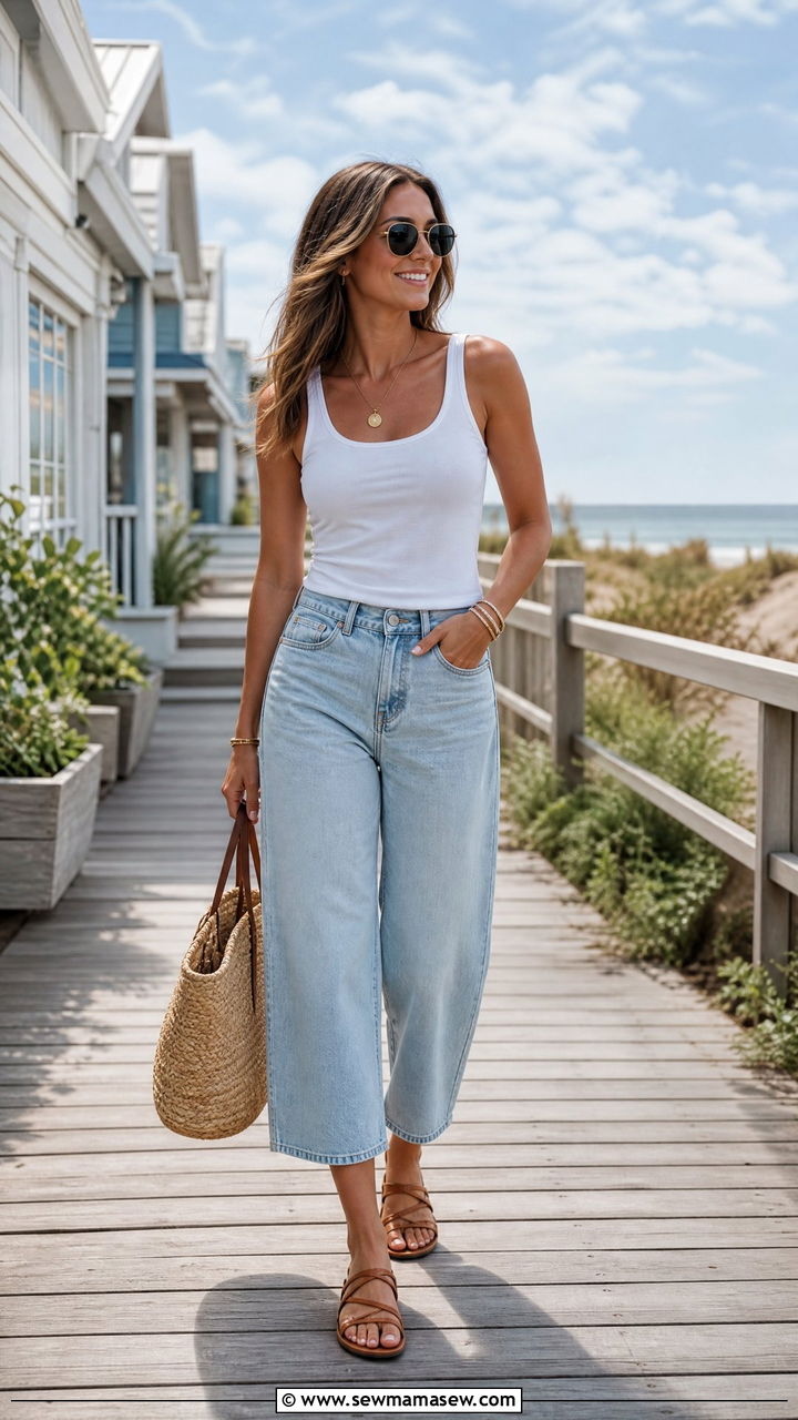 Cropped Jeans and Sandals Outfit - 25 jeans outfits inspo