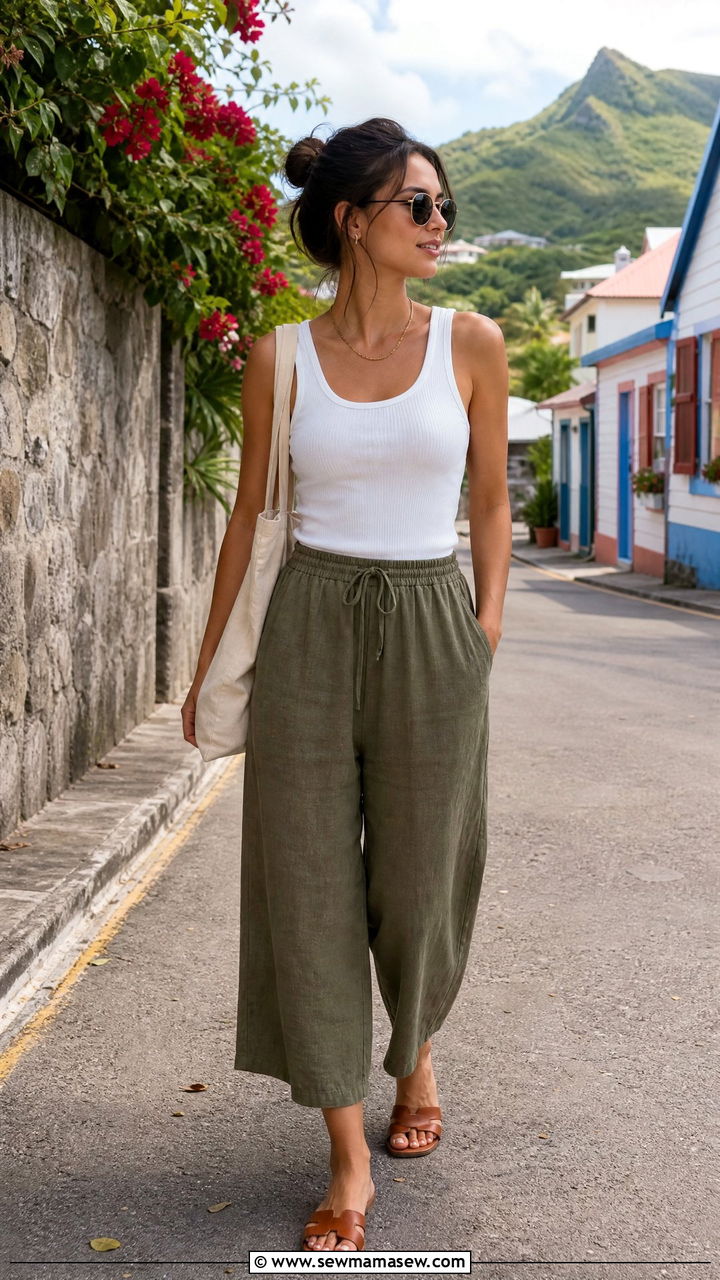 Cropped Linen Pants With Tank Top St Lucia - 40 What to wear in St Lucia