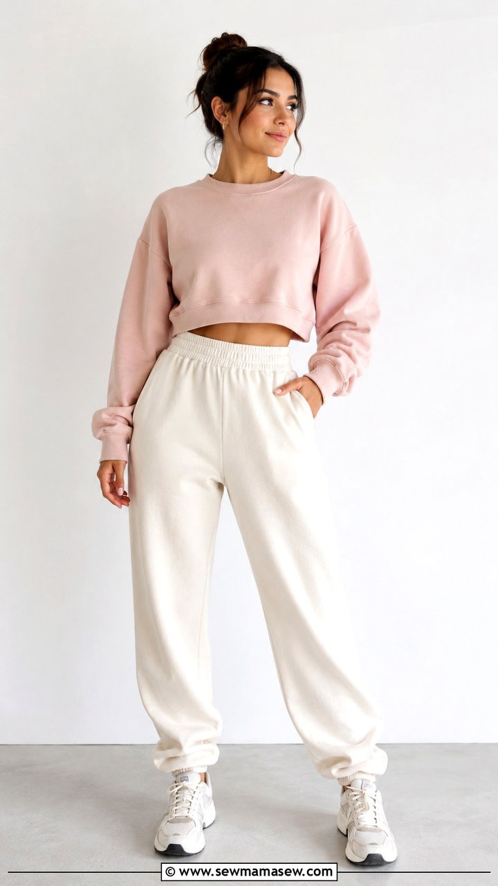 Cropped Sweatshirt and Baggy Joggers - 30 Modest outfit ideas for gym