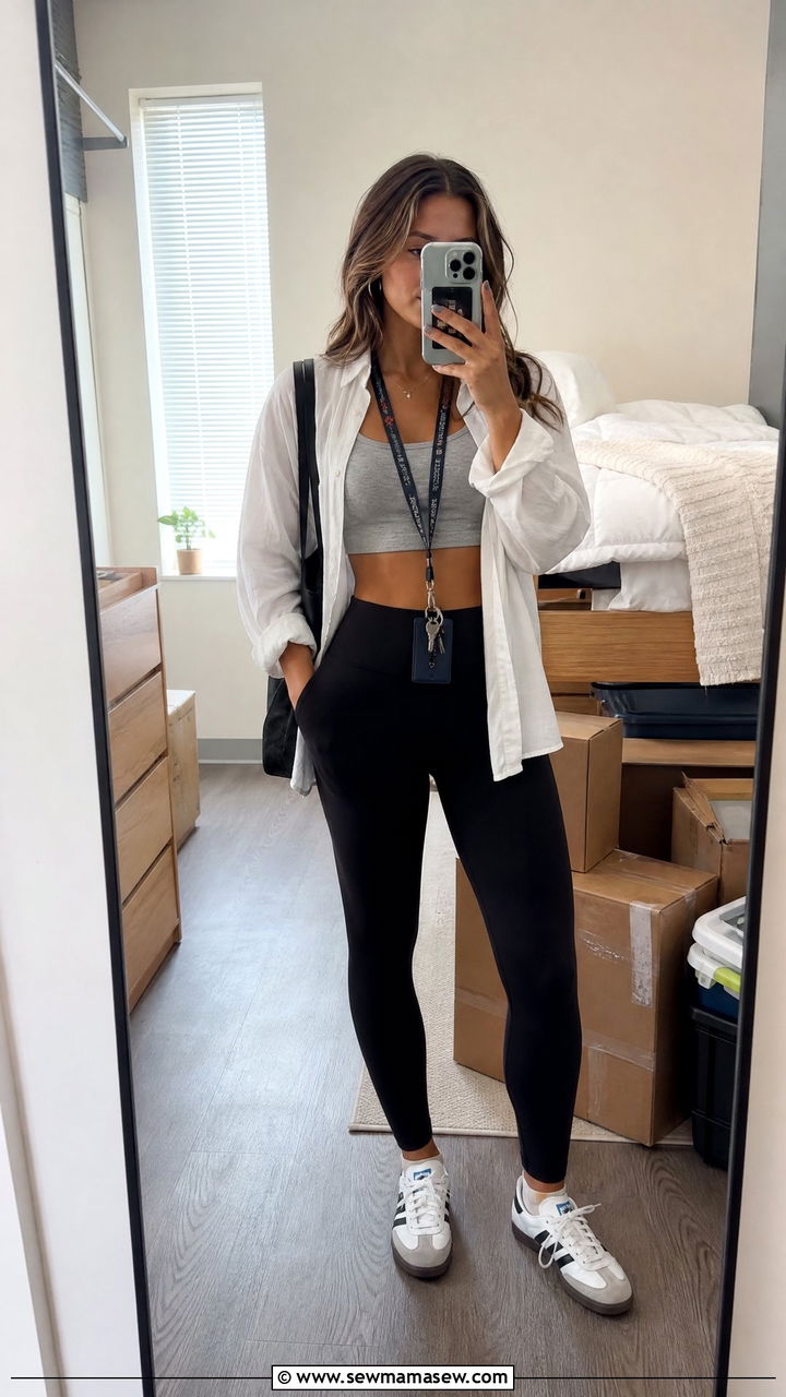 Cropped Tank With High Waisted Leggings Outfit - 30 College move in day outfit ideas