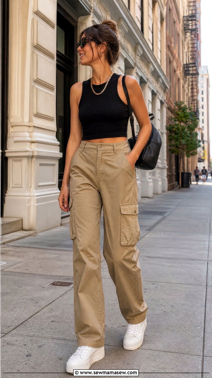 Cropped Tank and Cargo Pants - 25 Laid back summer outfit ideas 2026