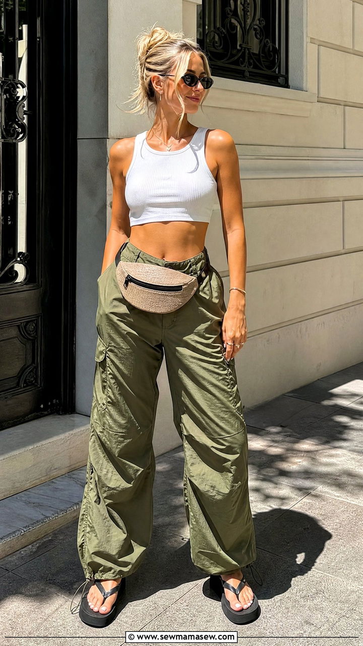 Cropped Tank and Parachute Pants Outfit - 30 summer edgy outfit ideas