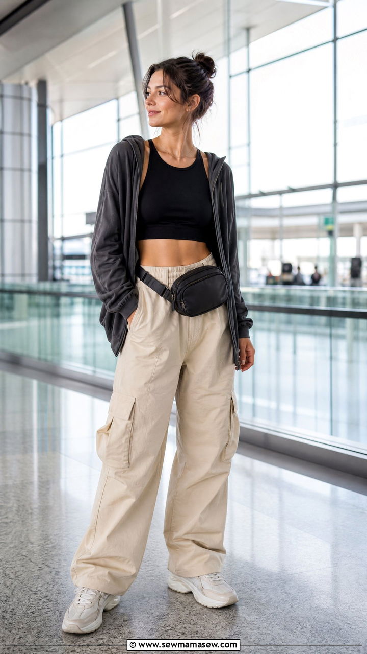 Cropped Top and Cargo Pants - 30 Cute airport outfits