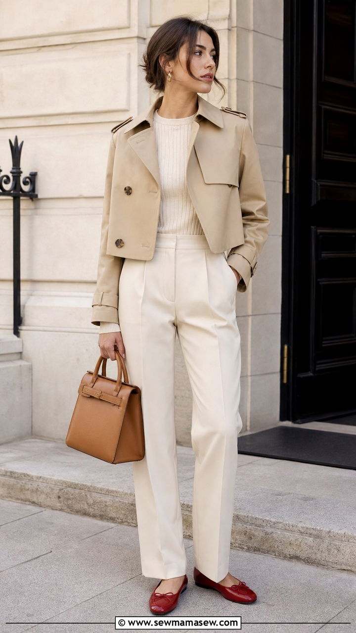 Cropped Trench Coat Beige Monochrome - 40 cropped trench outfits