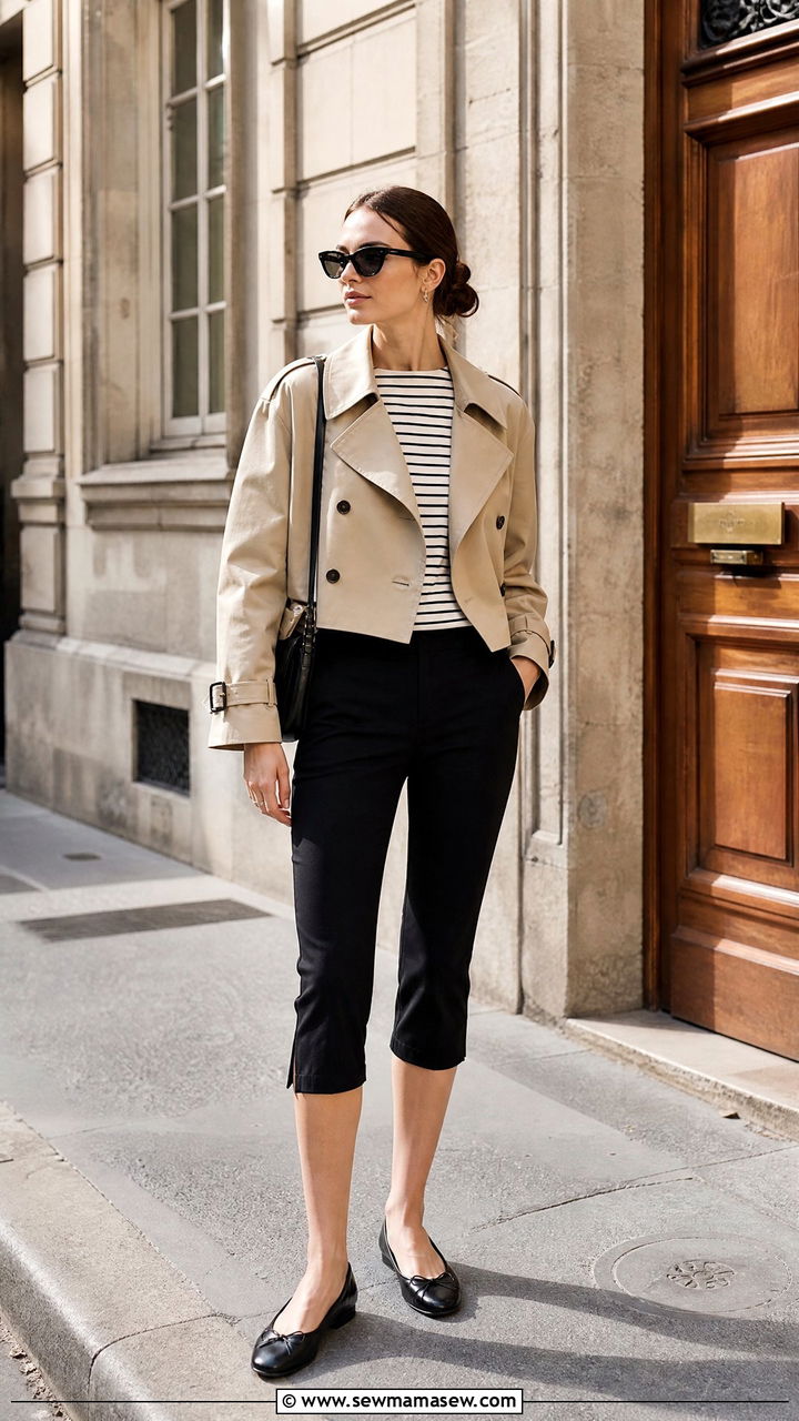 Cropped Trench Coat With Capri Pants - 25 classy cropped trench outfits