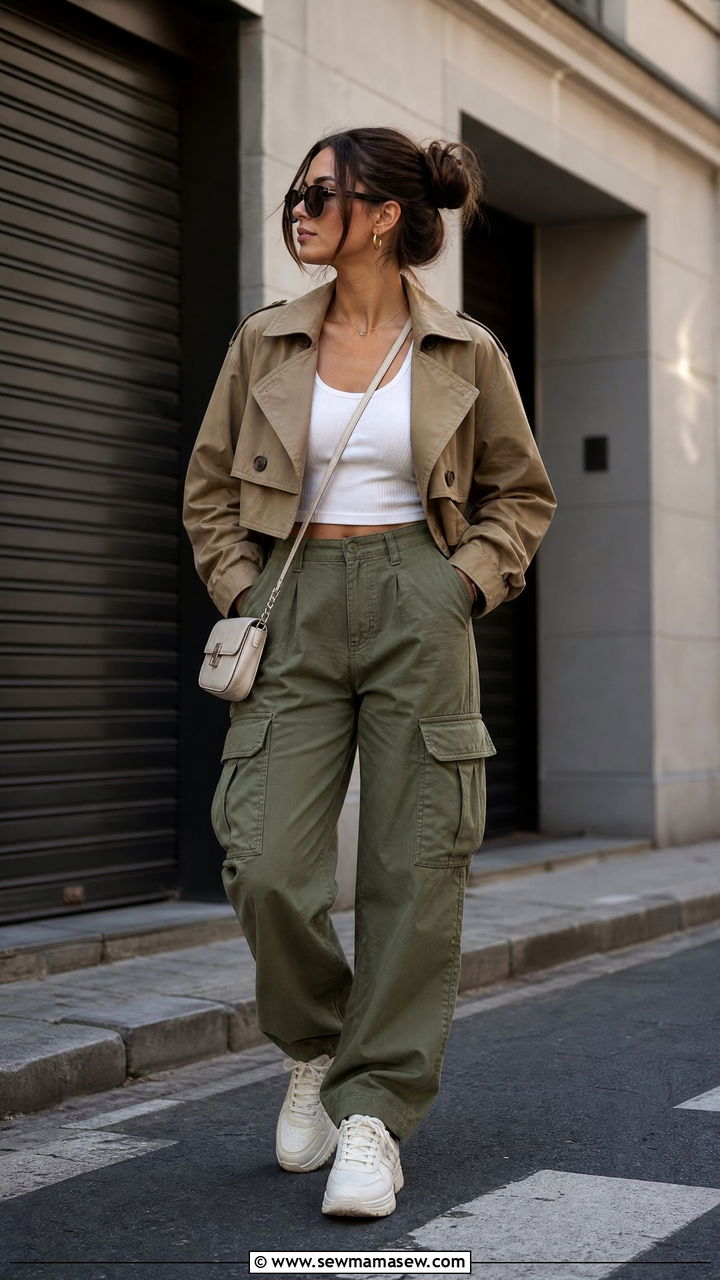Cropped Trench Coat With Cargo Pants - 20 how to style cropped trench coat