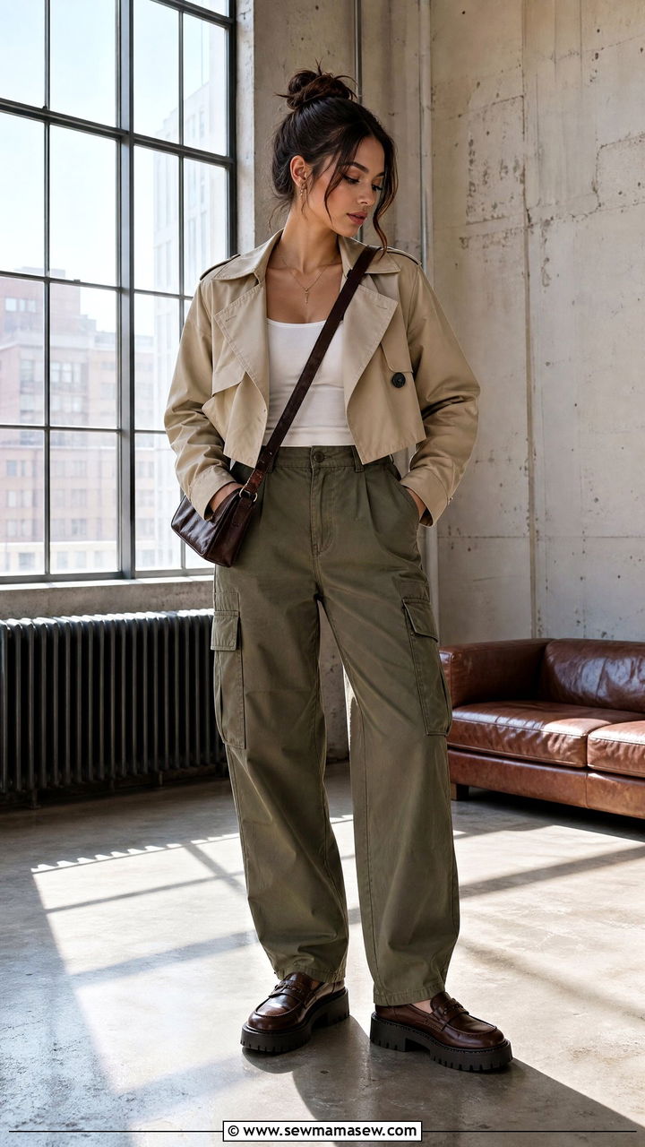 Cropped Trench Coat With Cargo Pants - 25 classy cropped trench outfits