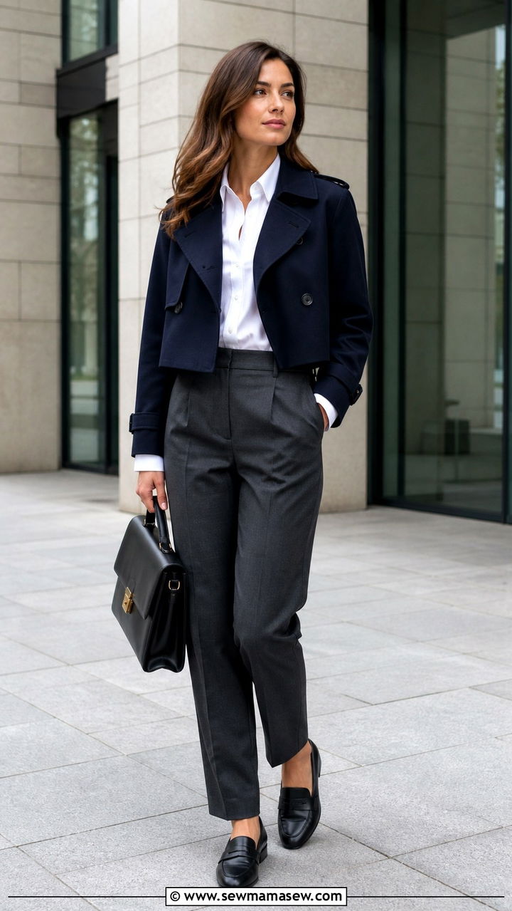 Cropped Trench Coat With Tailored Trousers - 40 cropped trench outfits