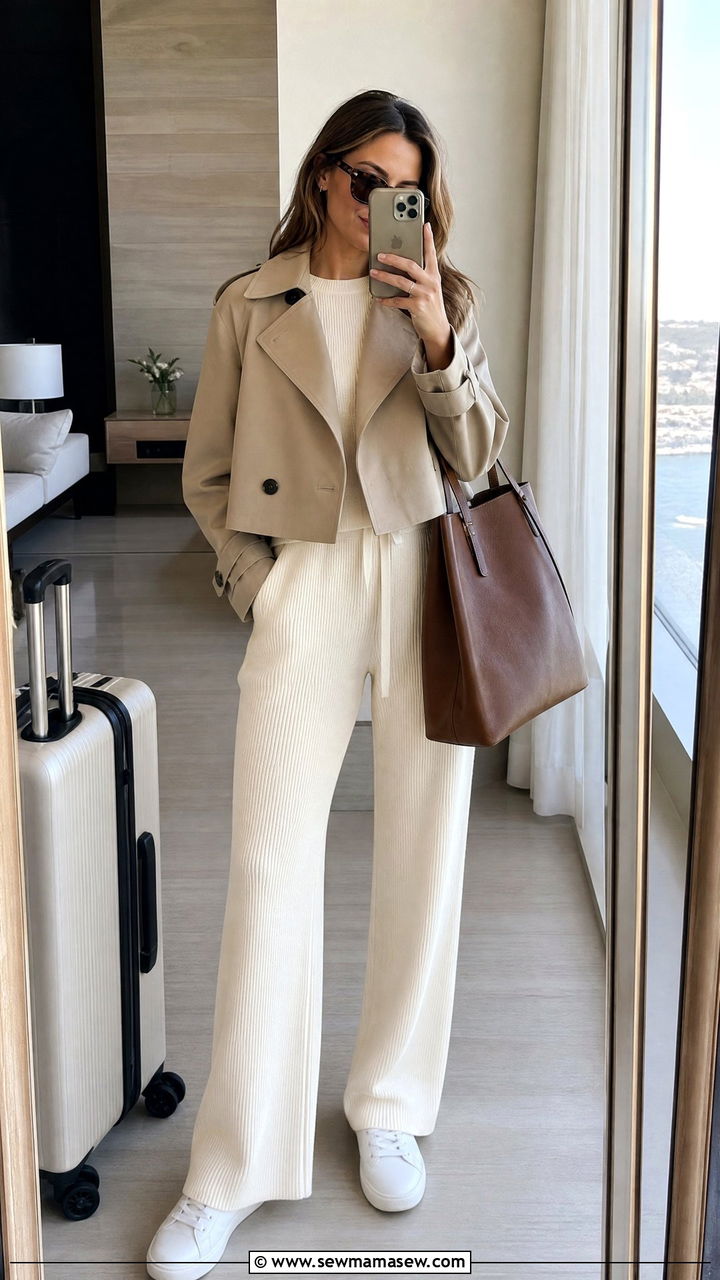 Cropped Trench With A Matching Knit Set And Sneakers - 35 How to style a trench coat