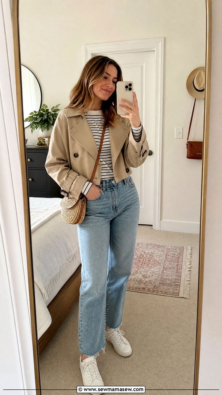 Cropped Trench With High Waist Jeans Outfit - 30 classy transitional outfits