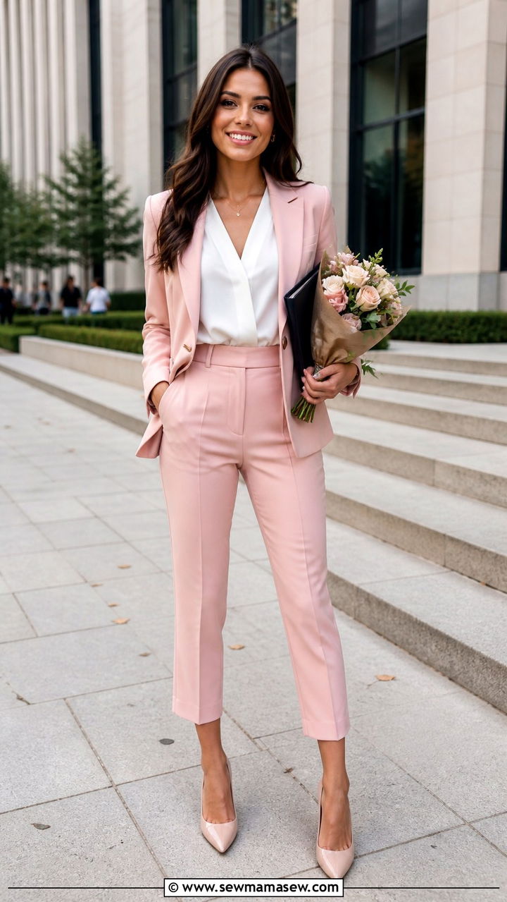 Cropped Trouser Suit with Pointed Toe Pumps - 40 Graduation outfit ideas