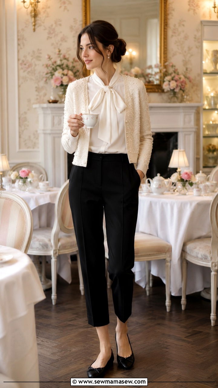 Cropped Trouser With Ballet Flats - 30 trouser outfit ideas for women
